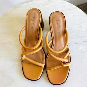 Madewell The Tayla Sandal in Genuine Leather stacked block heel - Size 8